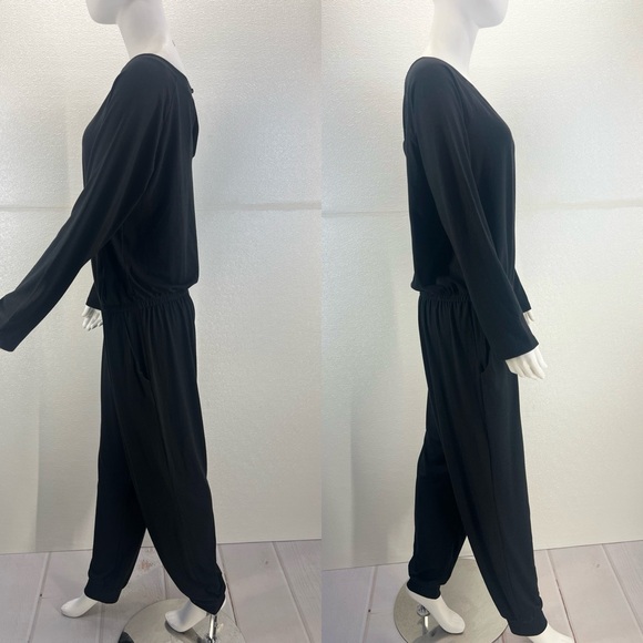 NWT Casual Long Sleeve Jumpsuit Crewneck One Off Shoulder Elastic Waist  SIZE XL - Picture 12 of 17